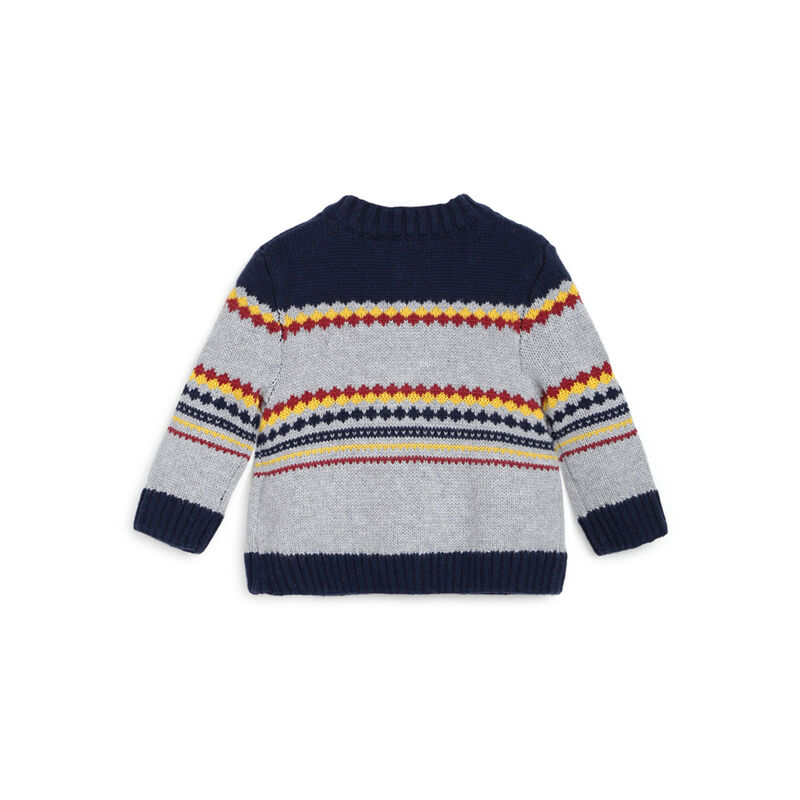 Boys Light Grey Printed Cardigan image number 1